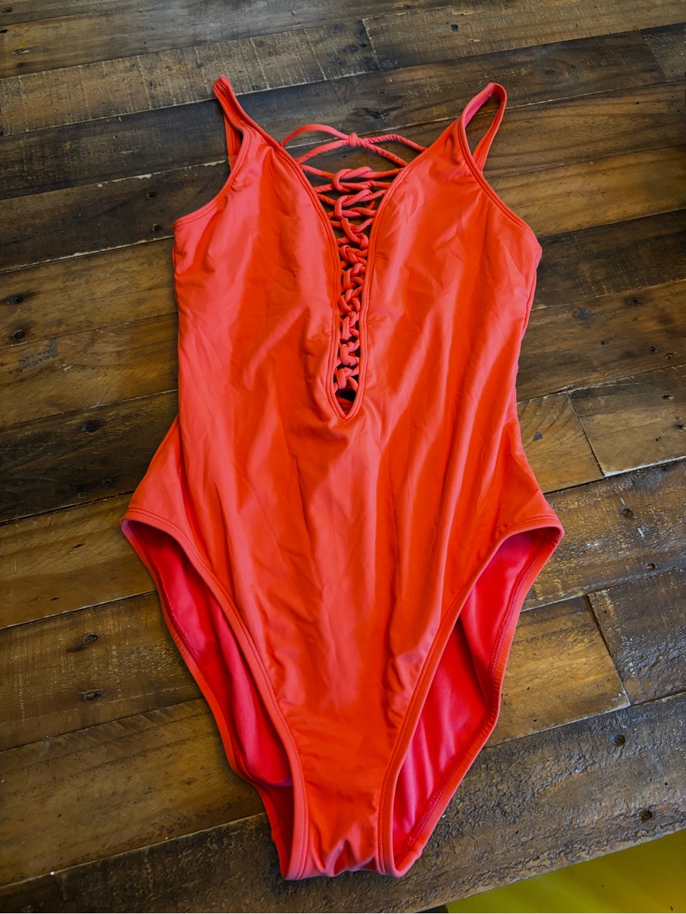 Bleu Rod Beattie Lace Up One Piece Swimsuit Coral Size 8